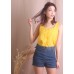 Denim Shorts with Grommet Belt